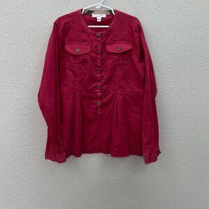 Burberry Pink Long Sleeve Cotton Blouse Shirt w Chest Pockets Girls size 12